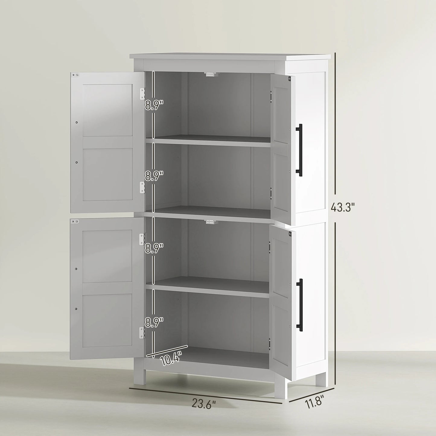 Homcom White Bathroom Floor Cabinet With Barn Doors