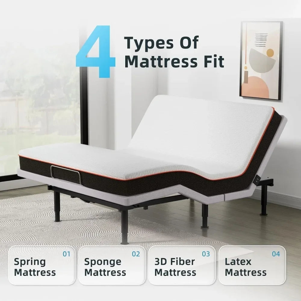 Queen Adjustable Bed Base With Massage And Wireless Remote