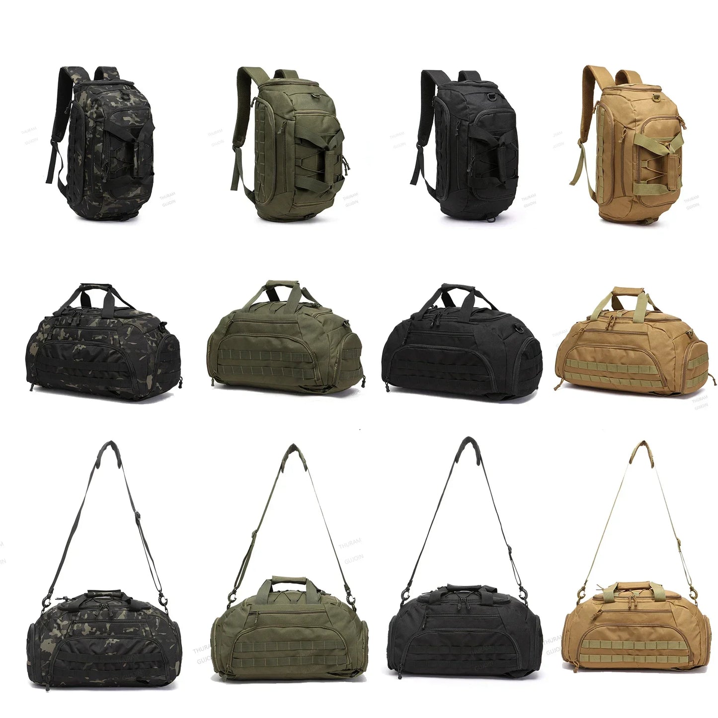 3 In 1 Tactical Gym Backpack With Shoe Compartment Duffel Bag