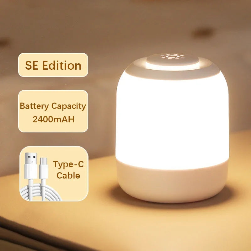 Touch Night Lights USB Rechargeable Wireless LED Bedside Table Lamp For Kids Bedroom Study