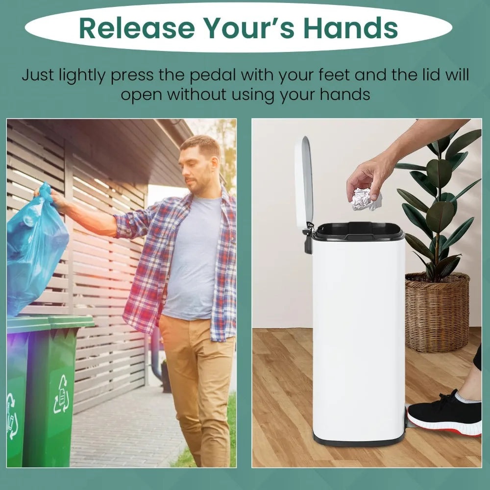 Fingerprint Proof 13 Gallon Matte Stainless Steel Trash Can