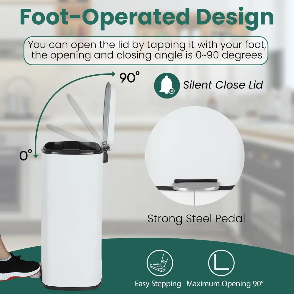 Fingerprint Proof 13 Gallon Matte Stainless Steel Trash Can