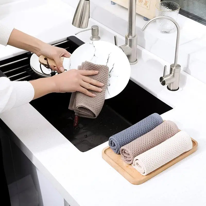 Six Pack 100 Percent Cotton Waffle Weave Dish Cloths