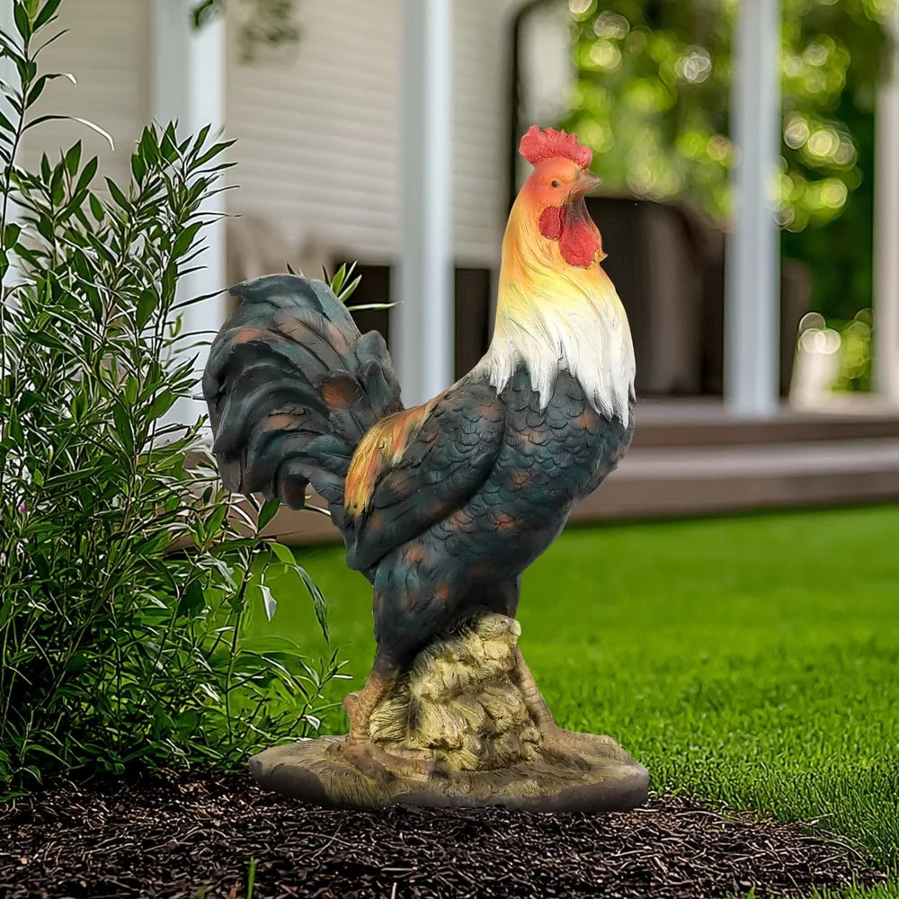 Life Sized Rooster Garden Statue GFRC Concrete Lawn Decor