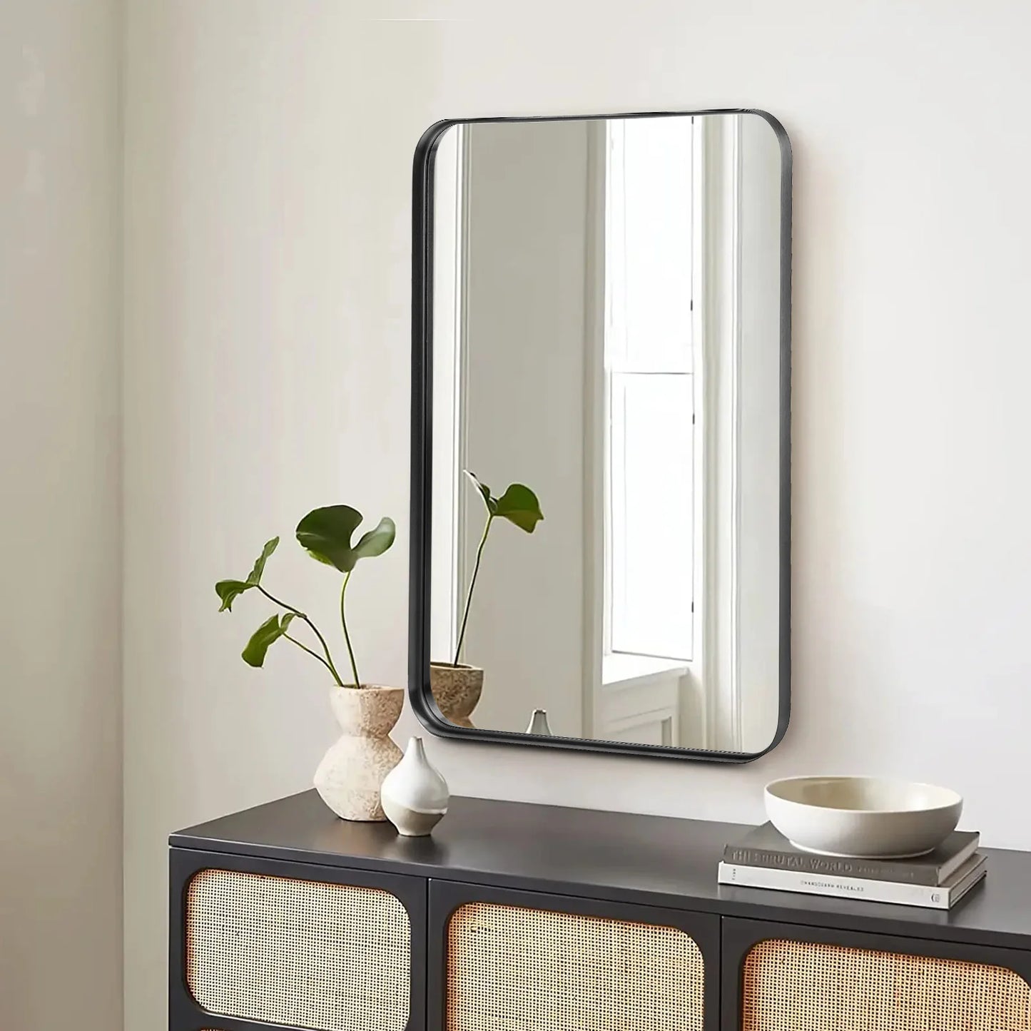 JHK Large Vanity Mirror Matte Metal Frame Wall 30x40