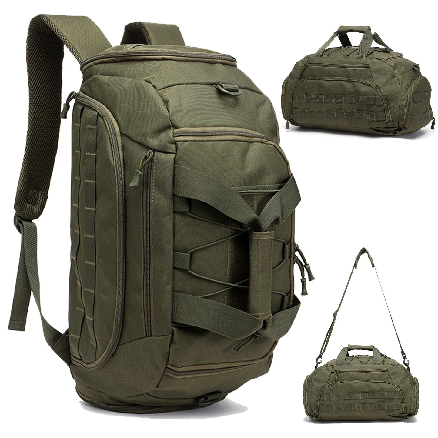 3 In 1 Tactical Gym Backpack With Shoe Compartment Duffel Bag