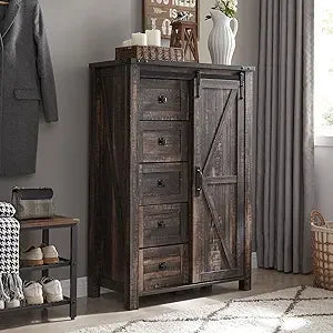 5 Drawer Dresser With Sliding Barn Door Farmhouse Modern