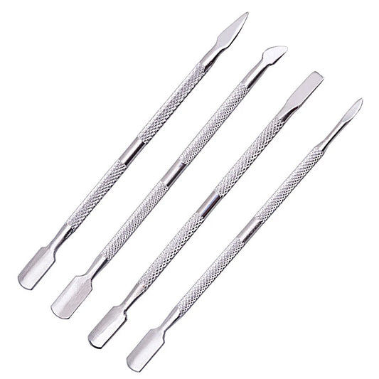 4 Piece Stainless Steel Double Ended Cuticle Pusher Set