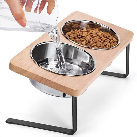 Elevated Cat Bowls With Stand And Stainless Steel Bowls