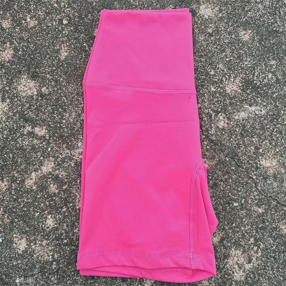 Solid Color High Waist Yoga Shorts Squat Proof With Pocket