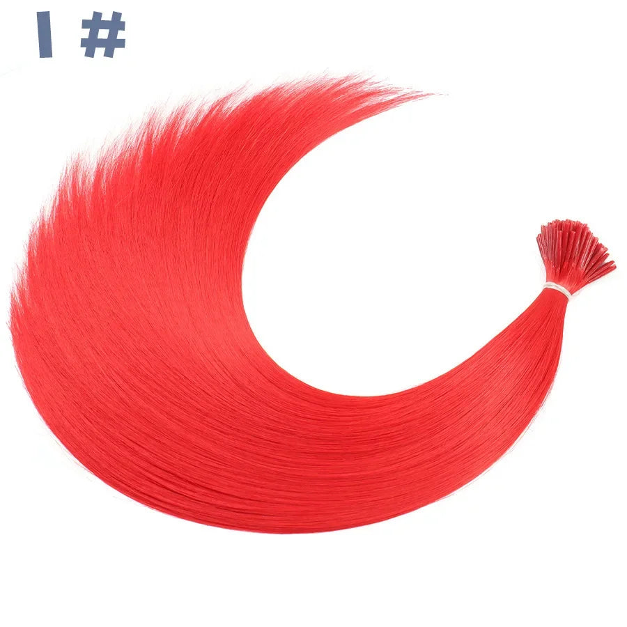 Synthetic I Tip Colored Feather Hair Extensions 10 to 50 Strands Pack Solid Color High Temperature Fiber Wig Accessories