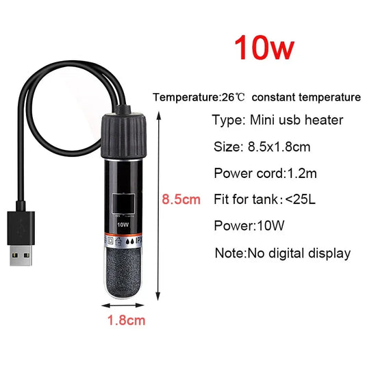 USB Mini Aquarium Heater 26C Constant Temperature 10W