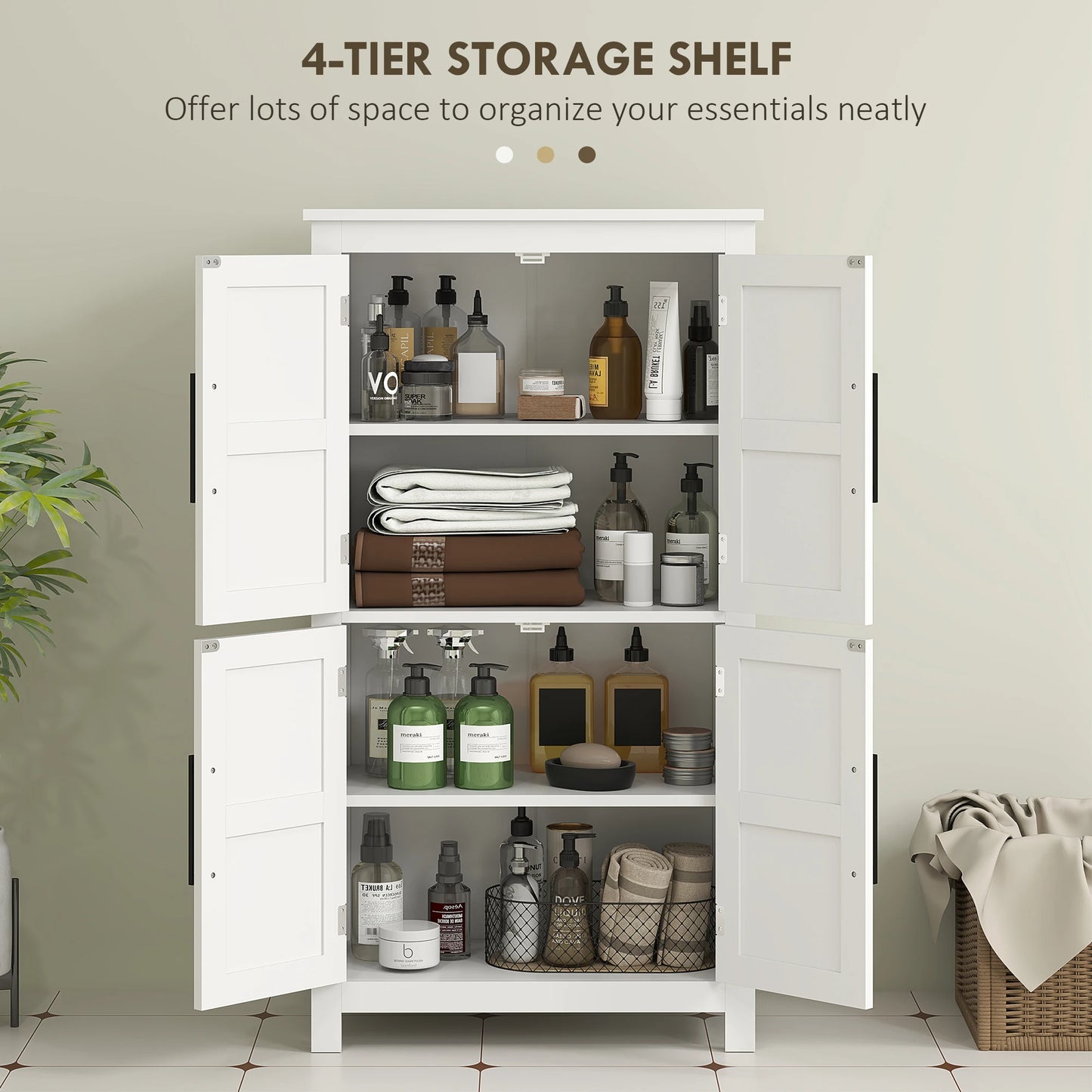 Homcom White Bathroom Floor Cabinet With Barn Doors