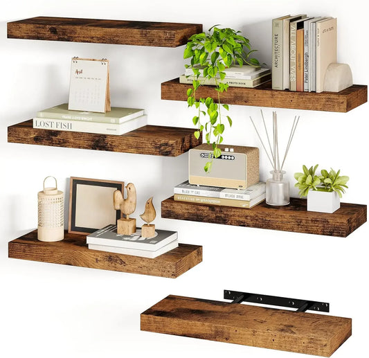 15.8 Inch Floating Shelves Set Of 6 Wood Wall Decor