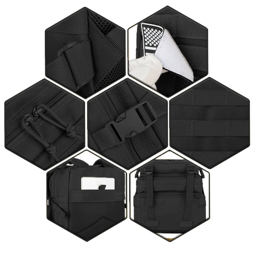 30 To 50L Tactical Backpack Unisex Assault Pack Molle System Survival Hiking Trekking EDC Hunting Bag