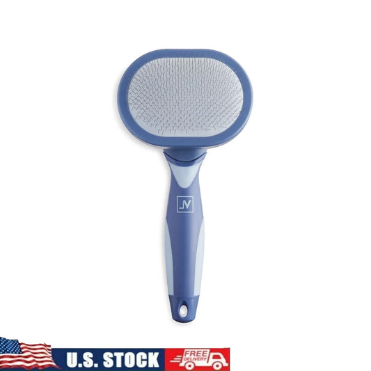 Pet Slicker Brush With Built In Cleaning Comb Ergonomic