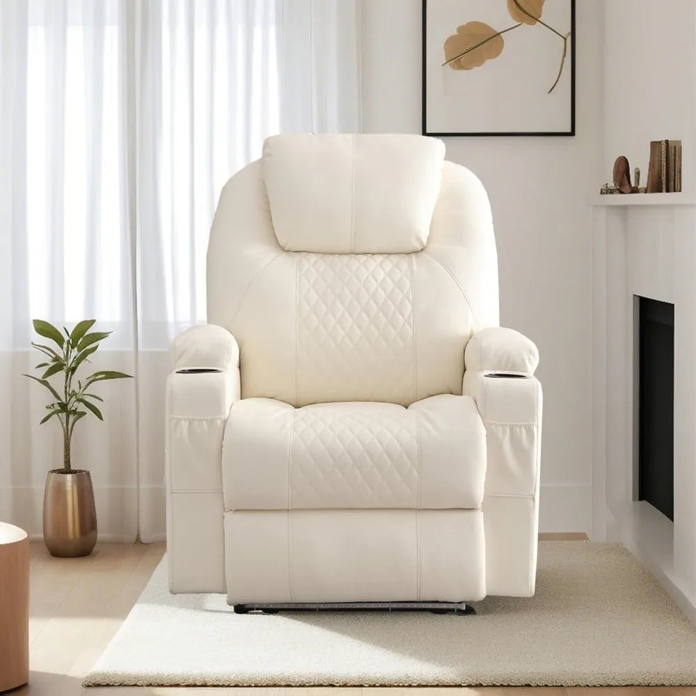 Power Recliner Chair Heat Massage Led Lights Home Theater