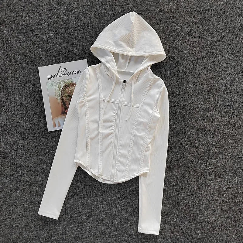 Women's Hooded Yoga Jacket Zipper Breathable Quick Dry