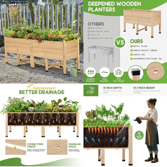 Raised Garden Bed 8x2 Ft With Legs And Drainage Holes