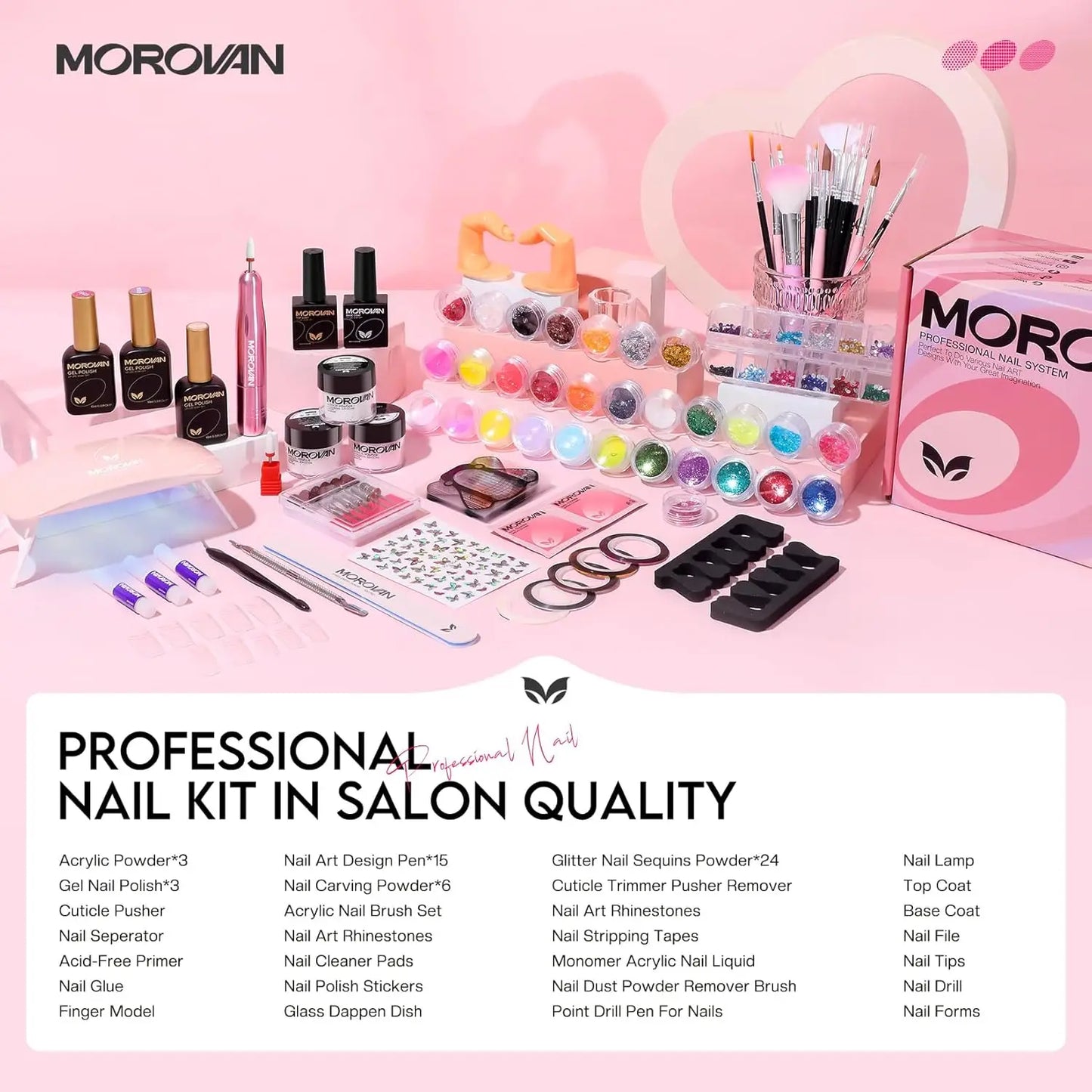 Morovan Nail Set For Beginners Diamond Powder Nail Art Kit