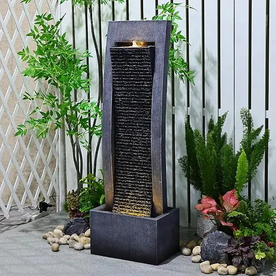 Vase Outdoor Water Fountain Jar Waterfall 31.4 LED Lights