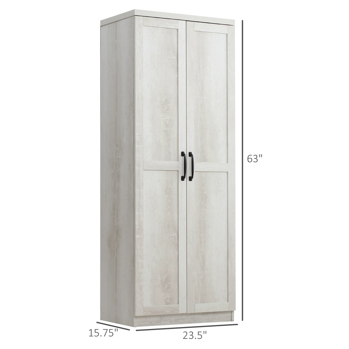 63 Inch Rustic Freestanding 2 Door Kitchen Cabinet Brown
