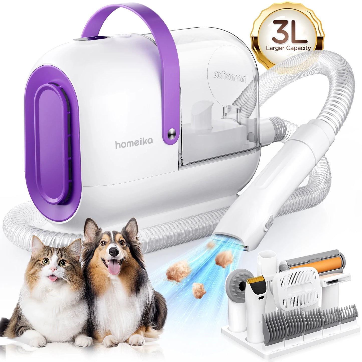 Homeika Dog Grooming Kit 3L Vacuum With 99 Pet Hair Suction