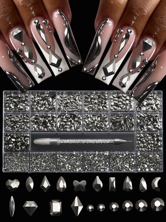 21 Grid Nail Art Diamonds Flat Bottom Glass Rhinestones DIY