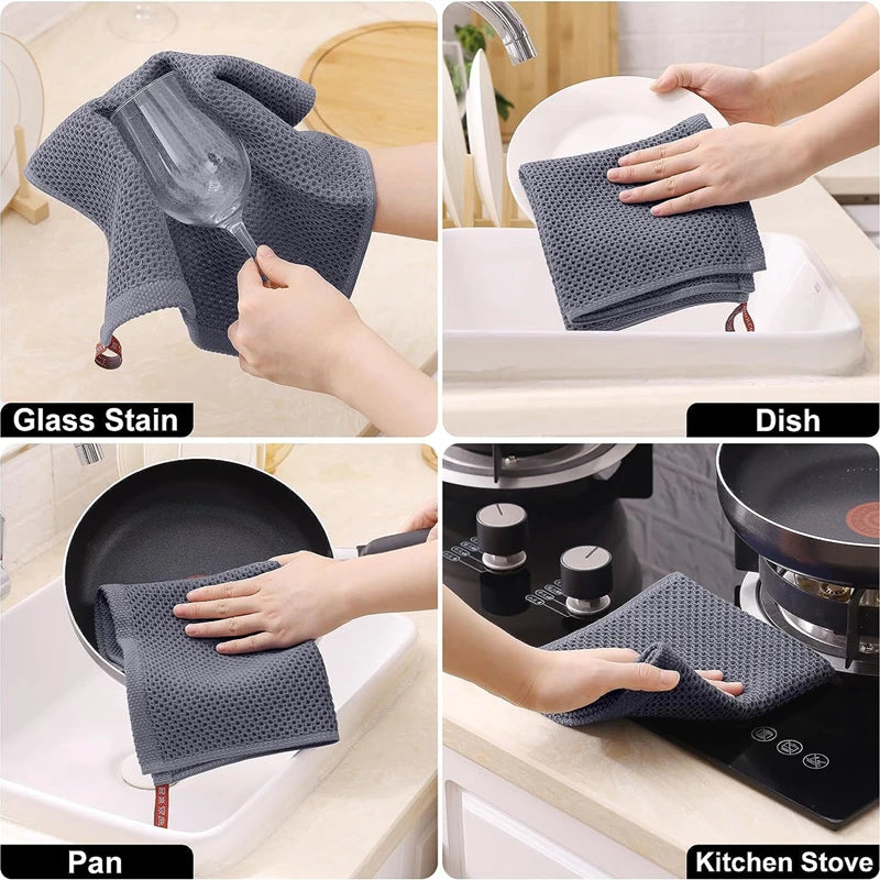 Six Pack 100 Percent Cotton Waffle Weave Dish Cloths