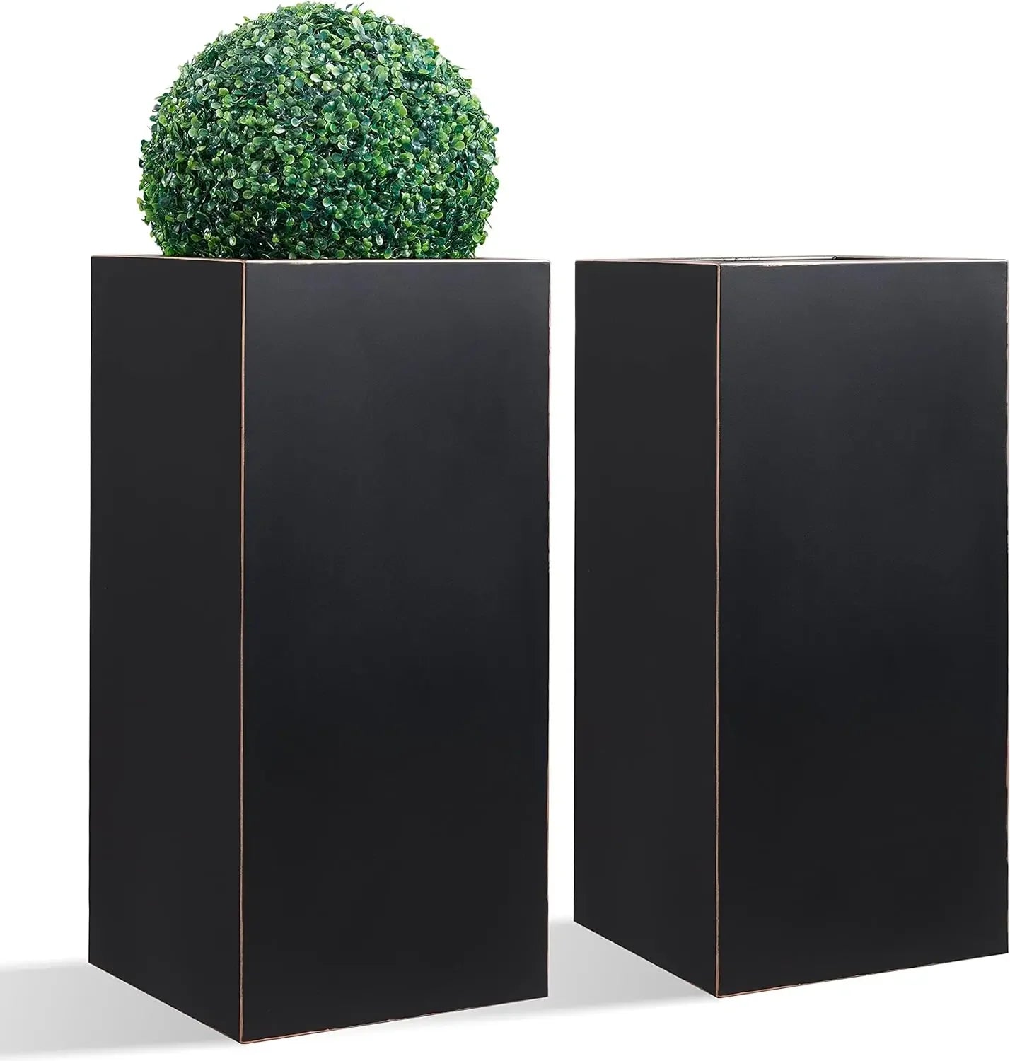 Heavy Metallic Planter Box With Gold Edge Indoor Outdoor