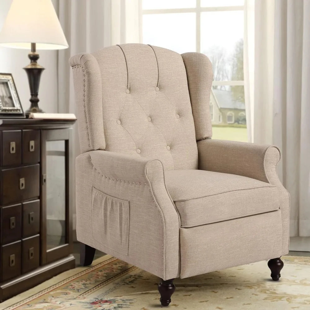 Wingback Recliner Chair With Heat Massage Tufted Sofa