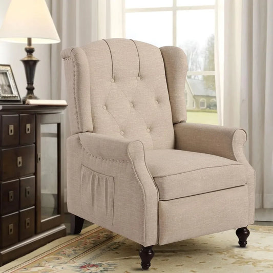 Wingback Recliner Chair With Heat Massage Tufted Sofa