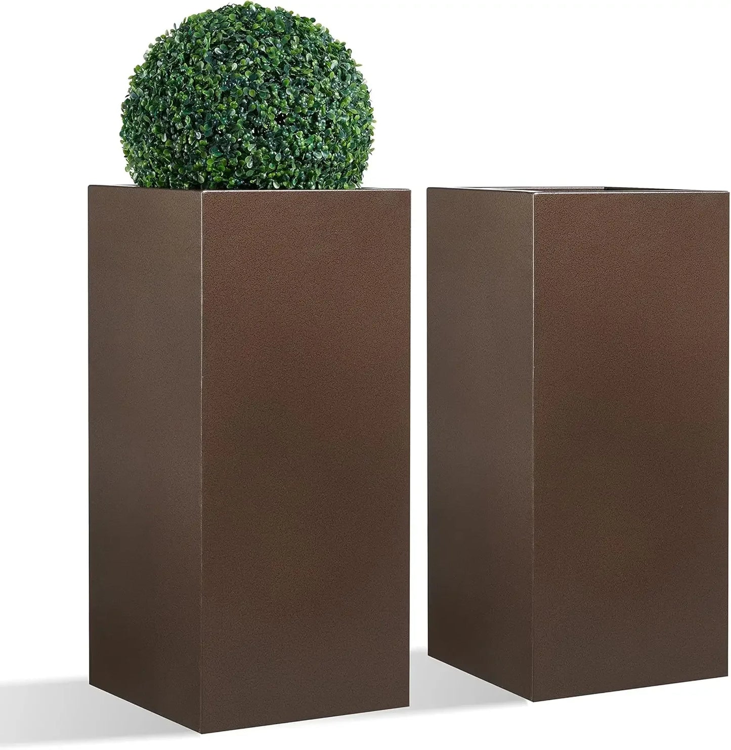 Heavy Metallic Planter Box With Gold Edge Indoor Outdoor