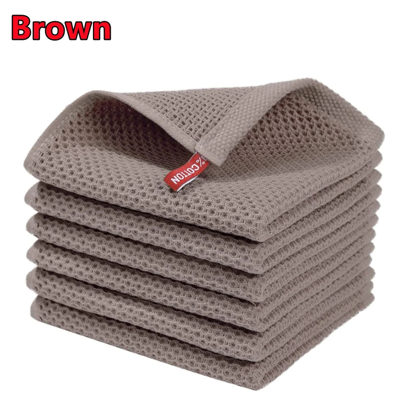 Six Pack 100 Percent Cotton Waffle Weave Dish Cloths