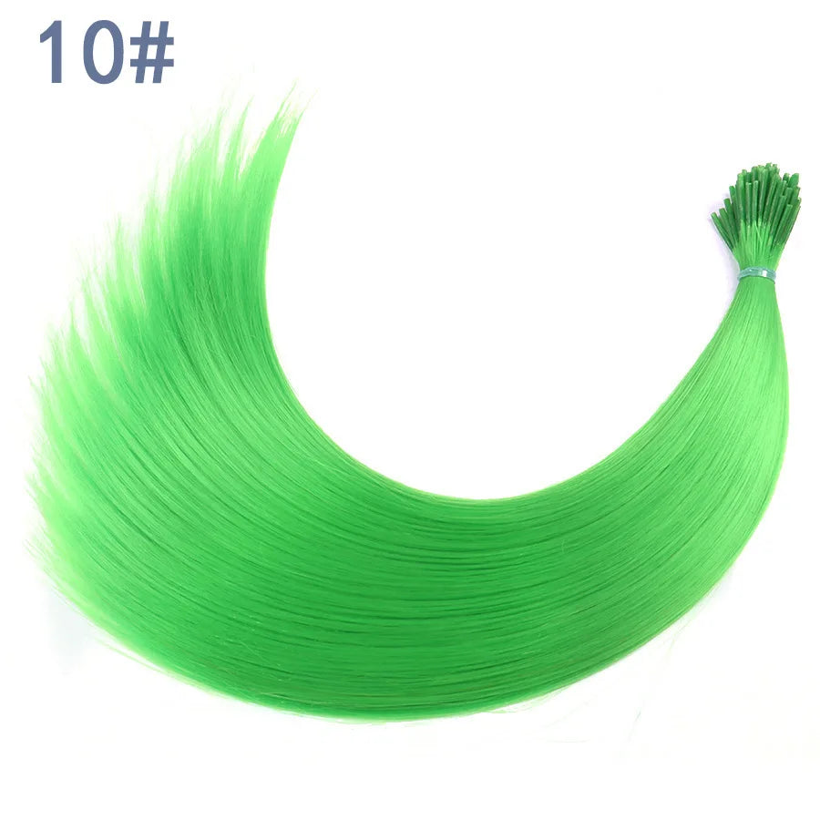 Synthetic I Tip Colored Feather Hair Extensions 10 to 50 Strands Pack Solid Color High Temperature Fiber Wig Accessories