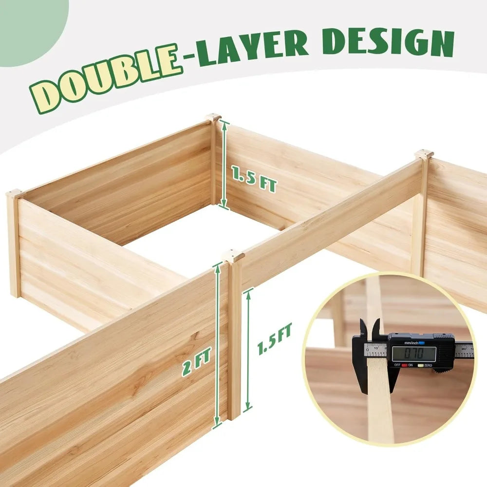 Jocisland H Shaped Raised Garden Bed 12x12x2ft 180 Cu Ft