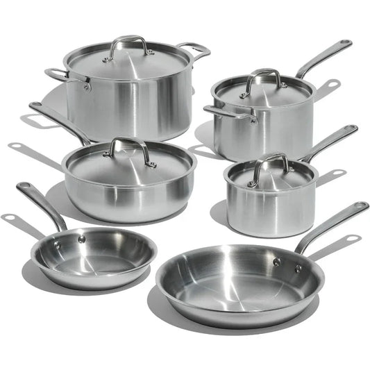 10 Piece Stainless Steel Cookware Set 5 Ply Clad With Lids