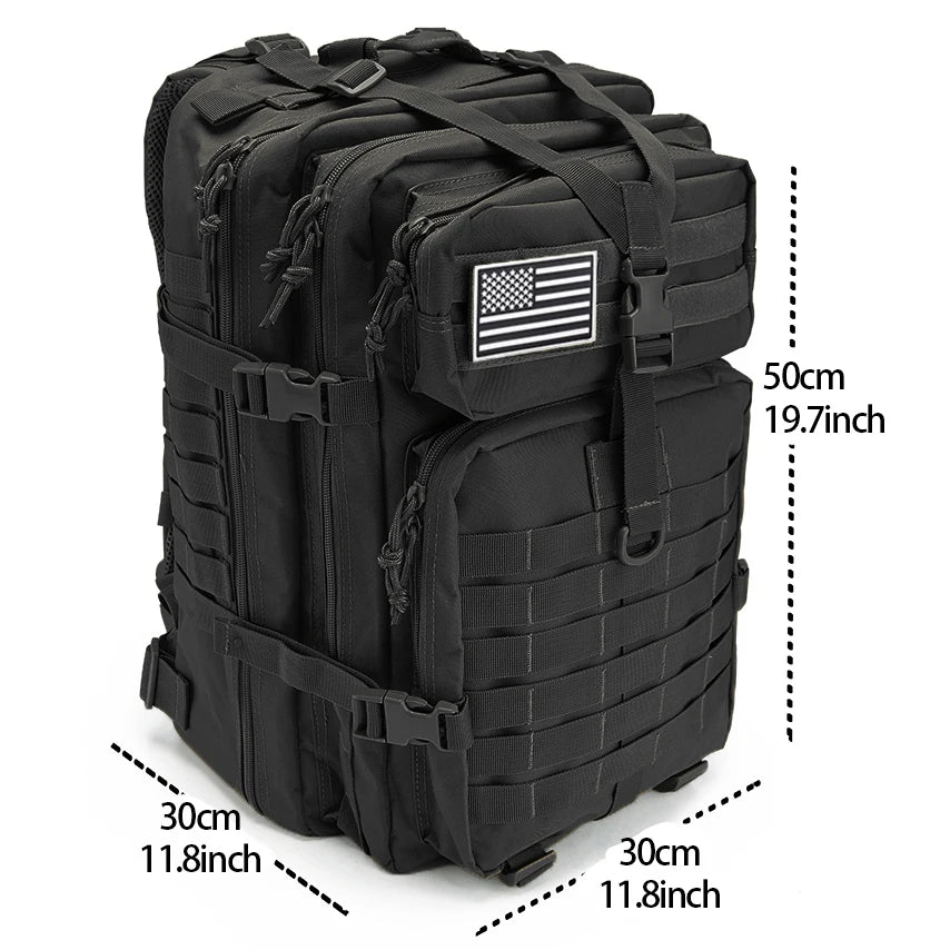 30 To 50L Tactical Backpack Unisex Assault Pack Molle System Survival Hiking Trekking EDC Hunting Bag