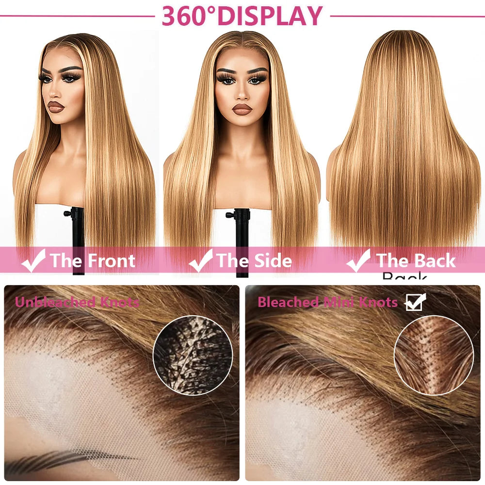 P4 27 Highlight Honey Blonde 13x4 HD Lace Front Wig