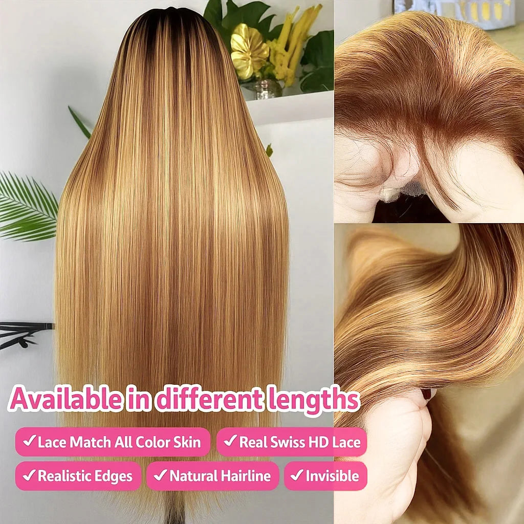 P4 27 Highlight Honey Blonde 13x4 HD Lace Front Wig