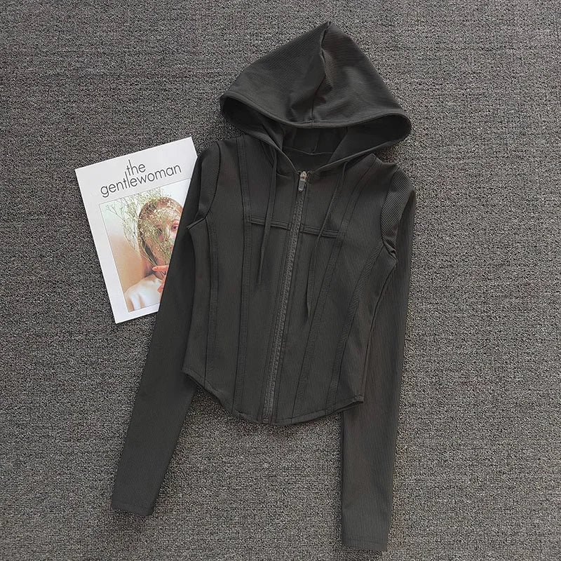 Women's Hooded Yoga Jacket Zipper Breathable Quick Dry