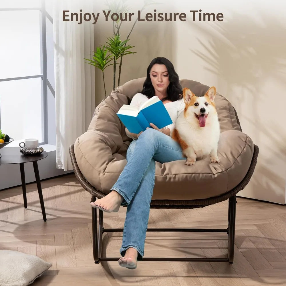 Outdoor Patio Rocking Chair Oversized Papasan Cushion Seat