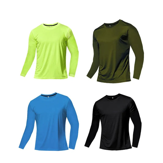 Mens Quick Dry Breathable Long Sleeve Sports T Shirt Gym