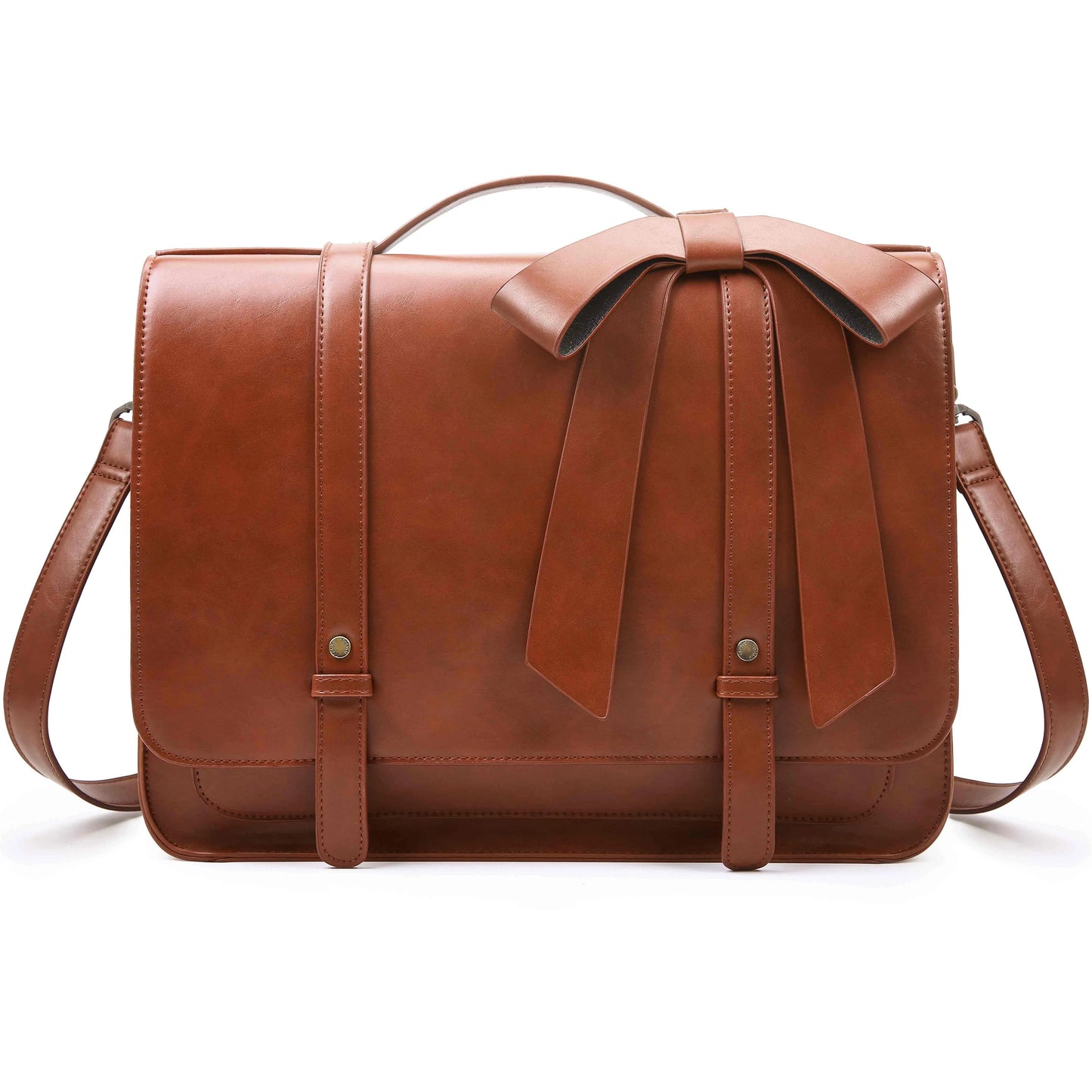 PU Leather 14 Inch Laptop Bag for Women Courier Shoulder Satchel Square Bag for College Travel