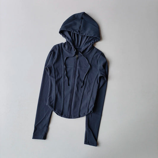 Women's Hooded Yoga Jacket Zipper Breathable Quick Dry