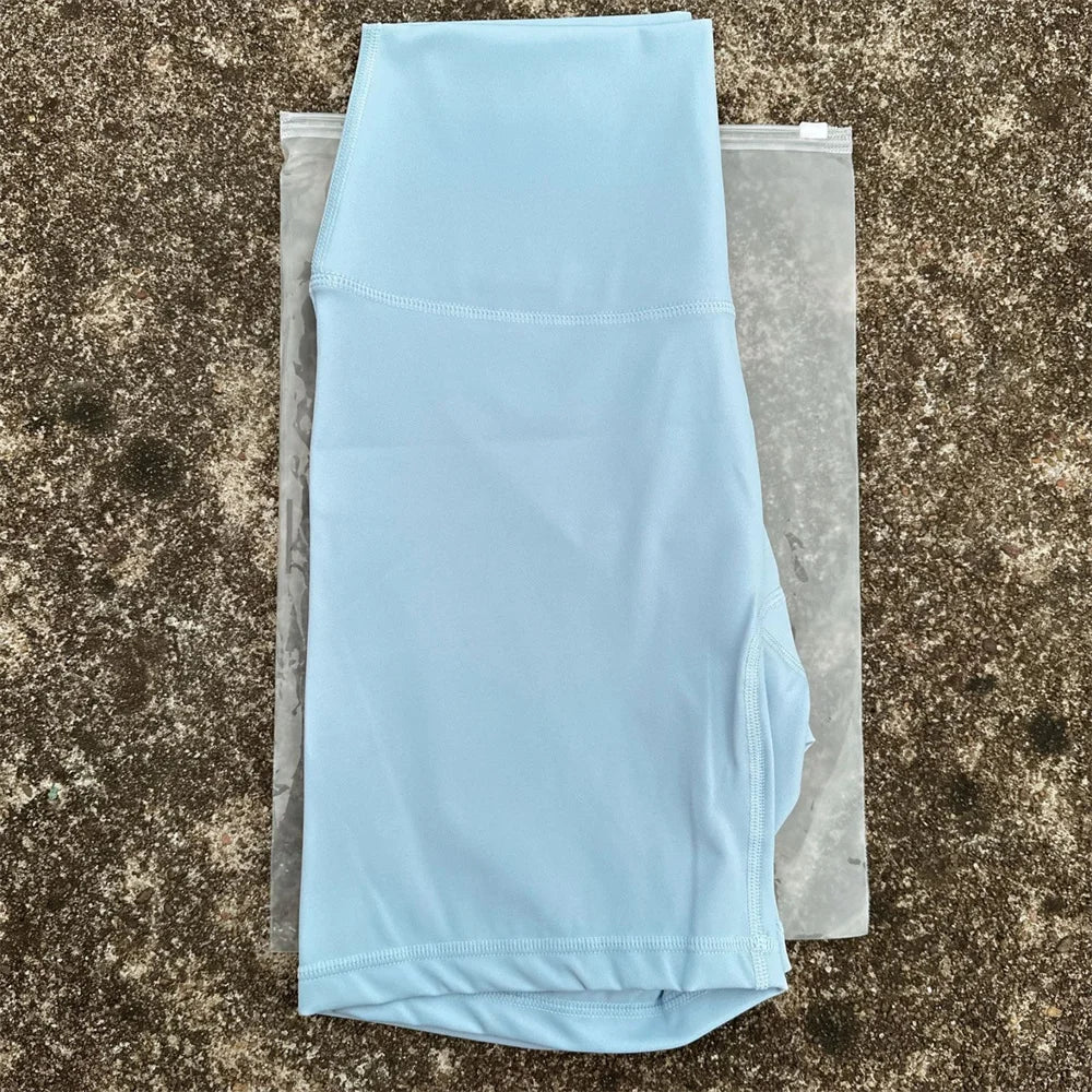 Solid Color High Waist Yoga Shorts Squat Proof With Pocket