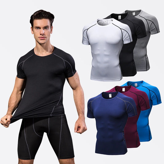 Elastic Mens Quick Dry Sport Running Shirt Fitness Top