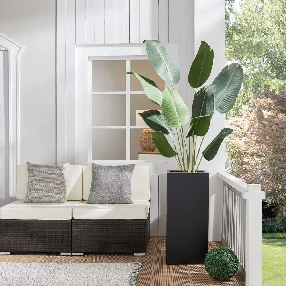 Heavy Metallic Planter Box With Gold Edge Indoor Outdoor