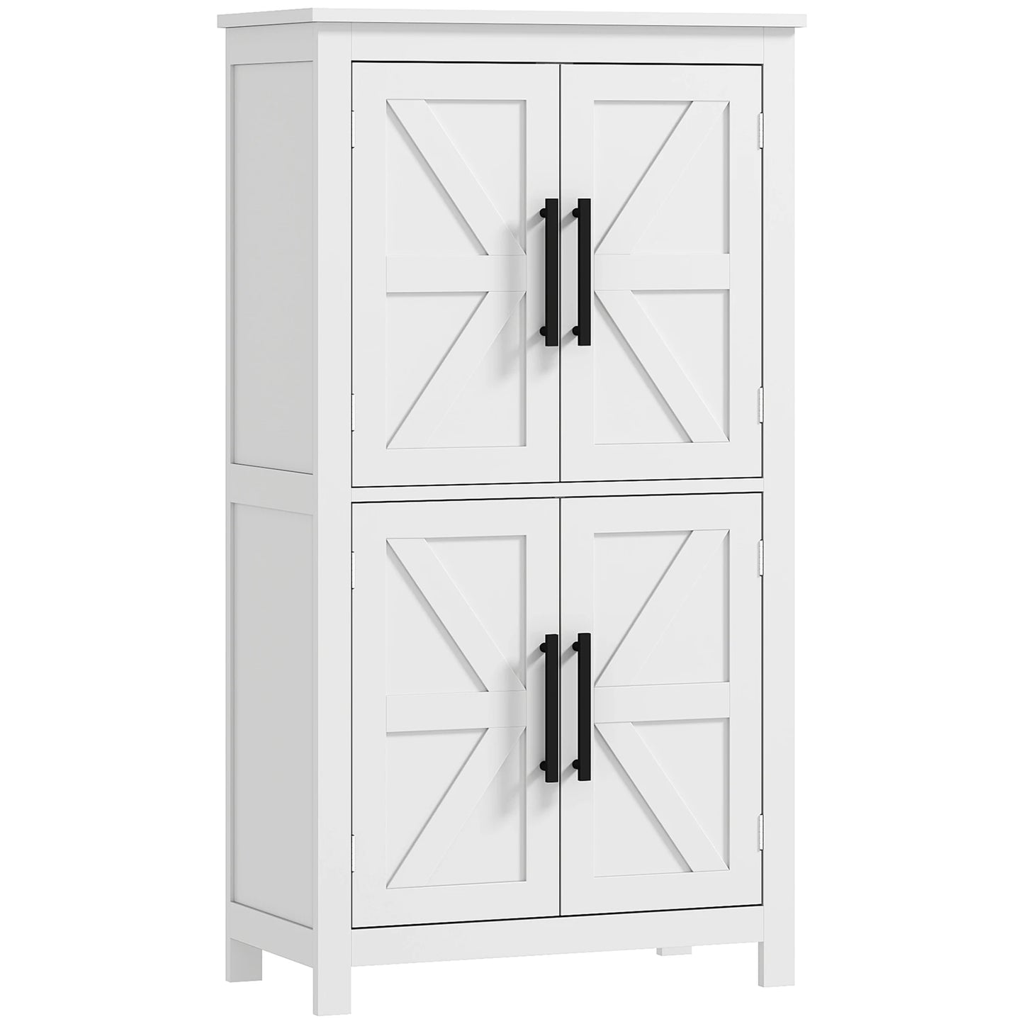 Homcom White Bathroom Floor Cabinet With Barn Doors