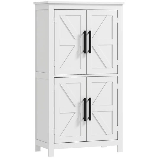 Homcom White Bathroom Floor Cabinet With Barn Doors
